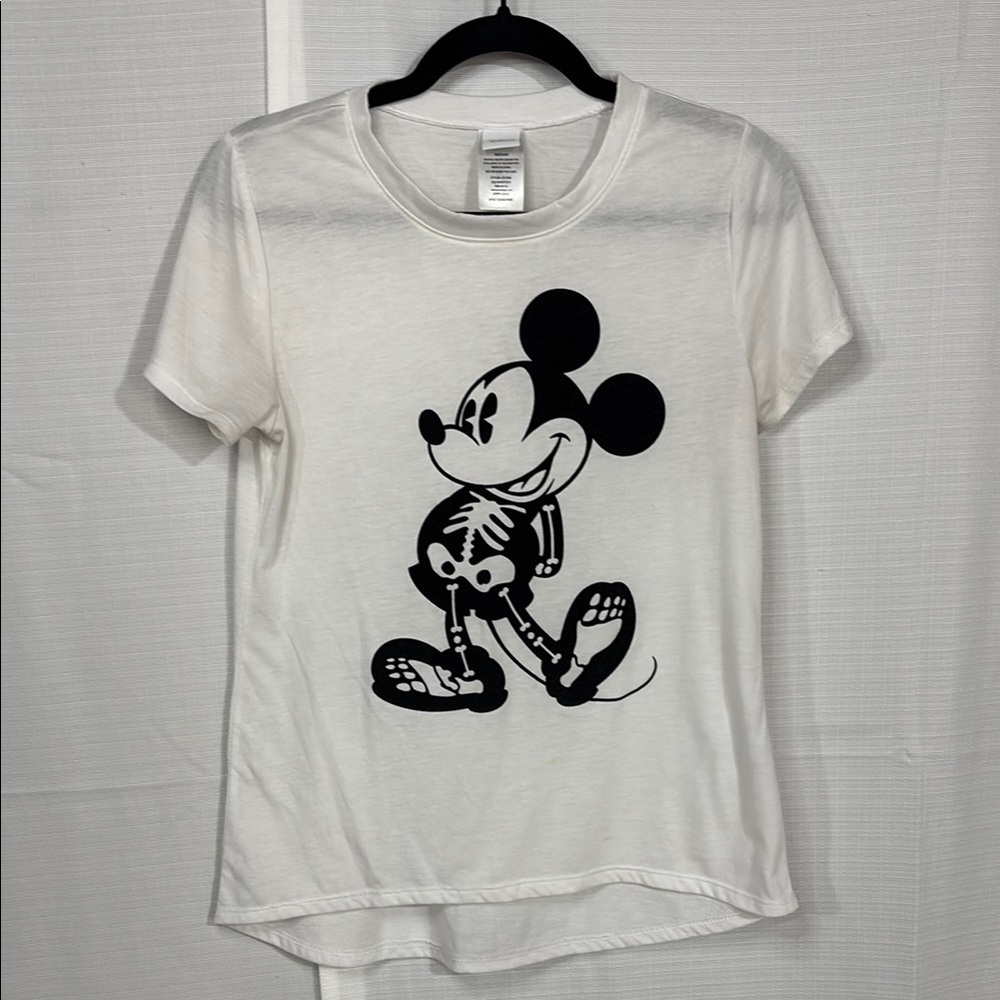 Disney White Mickey Mouse Skeleton Tee